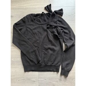 Ann Taylor Black Knit Sweater Bow Detail Long Sleeve Women's‎ Size S